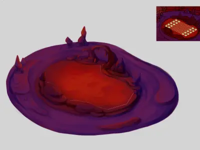 Game Low Mode - Underground Magma Battle Scene 02 3D model