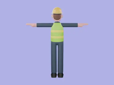 Stylized 3D Male Engineer Character - Cartoon Construction Man 3D model