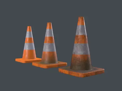 Traffic Cones Low-poly 3D model