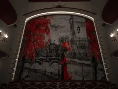 Theater- auditorium - stage - backstage  3D model