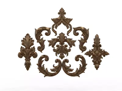 Luxury Baroque Ornament Set - Detailed Decorative 3D Design 3D model