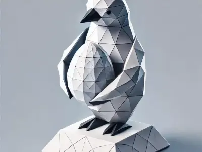 Low Poly Penguin hold an Egg 3D print model