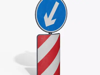  Traffic Bollard Island D Low-poly 3D model