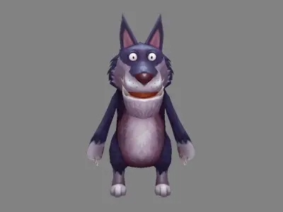 Cartoon big bad wolf Low-poly 3D model