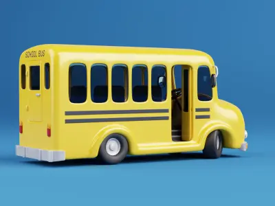Stylized Cartoon School Bus - fully rigged 3D model
