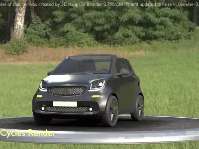 City Car 10 Small Cabrio Open Type-E Black Low-poly 3D model