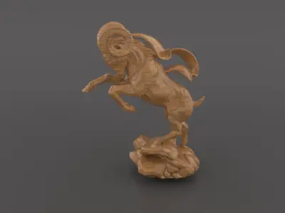 Mountain Goat Sculpture  3D Model for CNC Carving 3D Printing 3D print model