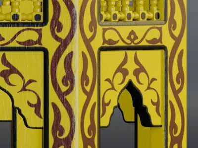 Moroccan octagonal side table 03 3D model