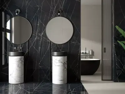 Black Marble Wall Tile 3D Model Texture