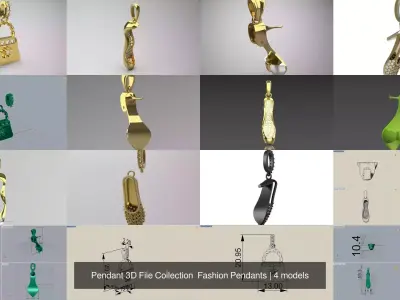 Pendant 3D File Collection  Fashion Pendants 3D Model Pack