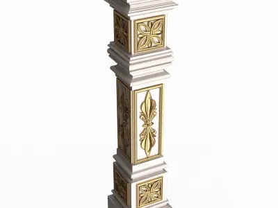 Stair Baluster 04 White Low-poly 3D model