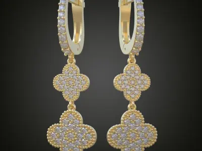 Earring 3D model 3D printable model 0081-10 3D print model