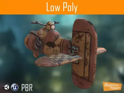 Hoverbike old rusty airplane Free low-poly 3D model