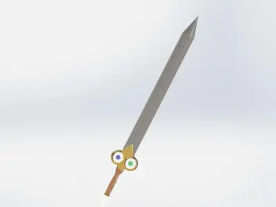Fantasy Gemblade Sword - 3D Printable Model - STL OBJ GLB BLEND Free 3D model