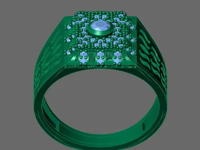 Gents Rings Diamond Men Ring STL 3DM 3D ready print model 3D print model
