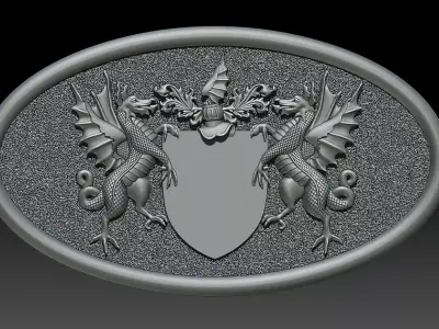TWO DRAGON FLAG 3D print model