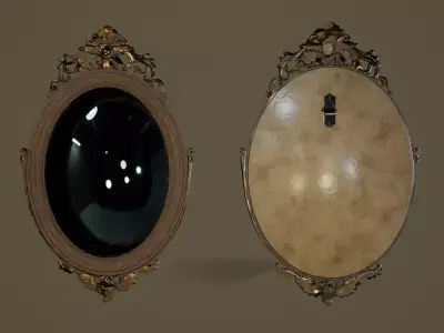 Vintage Mirror- Game Ready Low Poly PBR 3D Model  Low-poly 3D model