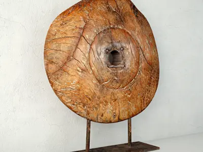 19th Century Wooden Wagon Wheel Artifact 3D model