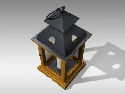 Wood Lantern 04 Low-poly 3D model