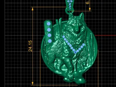 WOLF COIN PENDANT 3D-PRINTABLE MODEL  3D print model