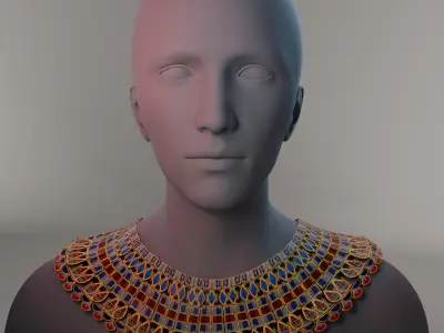 Ancient Egyptian Gold Necklace with Intricate Gemstone Inlays Low-poly 3D model