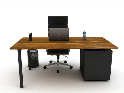 office work and meeting table 02 3D Low-poly 3D model