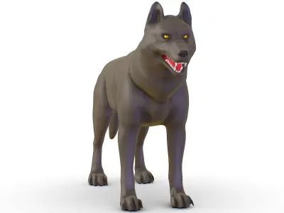 High Poly Model Grey Wolf Low-poly 3D model