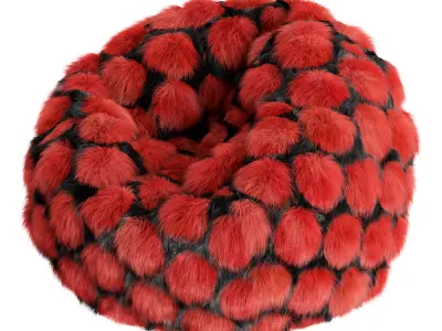 Round Bean Bag Fur 3D model