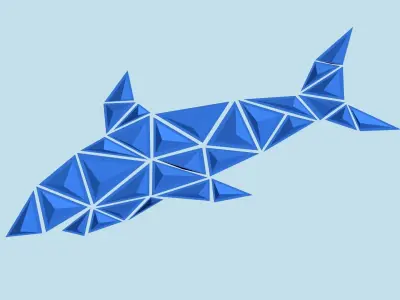 Shark Geometric Panel - Animal Minimalist Decoration 3D print model