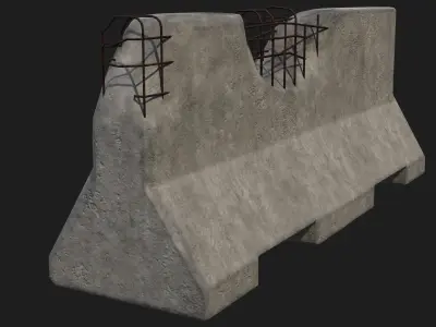 Concrete Barrier Low-poly 3D model