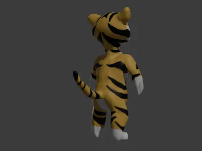Cartoon Style Low Poly Tiger - High-Quality 3D Asset Low-poly 3D model