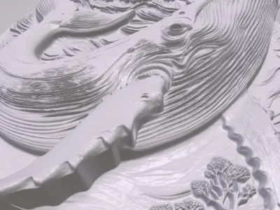 Blue Whale 3 basrelief for 3D printing 3D print model