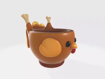 Cute Thanksgiving Turkey Bowl Adorable 3D Printed Turkey Cup 3D print model