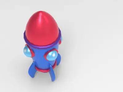 Retro Space Rocket Cartoon  Free low-poly 3D model