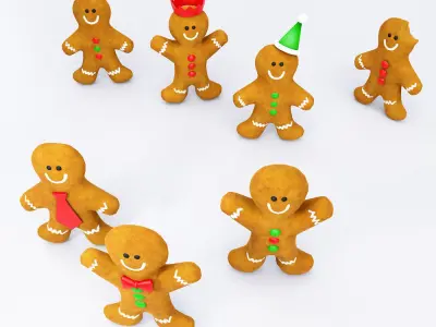 Gingerbread man 3d model Low-poly 3D model