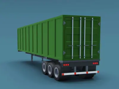 Cartoon stylized 2 semi trucks and 6 types of trailers pack