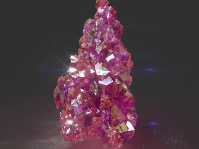 Low Poly Pink Crystal Gemstone Pack 200114 Low-poly 3D model