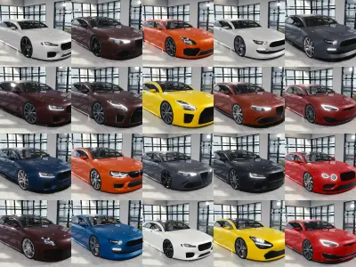 BLENDER EEVEE Brandless 20 car collection volume 1 3D Model Pack