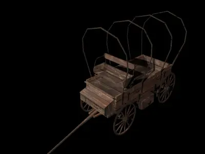 Old Wagon Low-poly 3D model