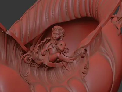 Classical Vase Bowl  with Cupid High-Poly 3d Print 3D print model