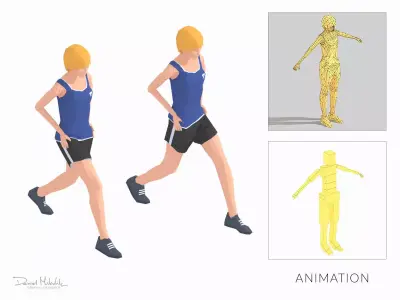 Run In Place  Exercise Woman Animation Low-poly 3D model