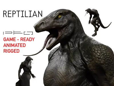 Reptilian Lizard Creature Low-poly 3D model