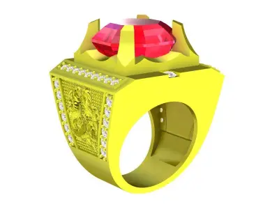 Luxury Large Gemstone Signet Ring 3D Model 4273 3D print model