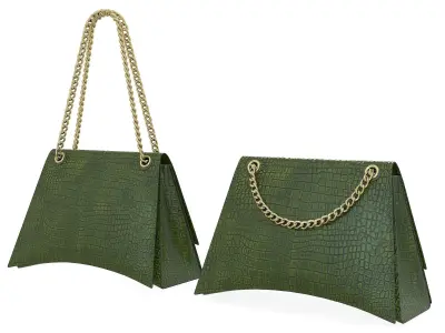 Balenciaga Crush Medium Chain Bag Crocodile Green Low-poly 3D model