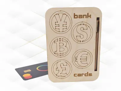 Gift holder for bank cards design laser cutting case card 3D print model
