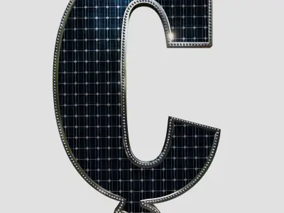 Solar Panel Letter - C 3D model