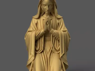 St Virgin Mary Kneeling for Nativity STL File 3D print model