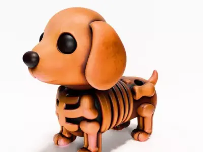Woody Dog Minimalist Skeletal toy 3D print model