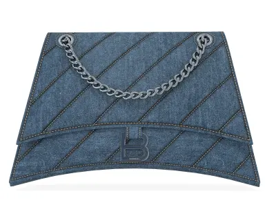 Balenciaga Crush Medium Chain Bag Quilted Denim Low-poly 3D model