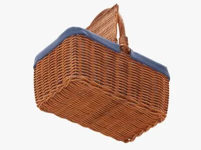 Picnic wicker basket empty  3D model